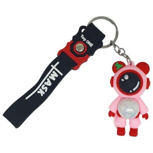 Figürlü ve Işıklı Silikon Anahtarlık - Astronot - Pembe