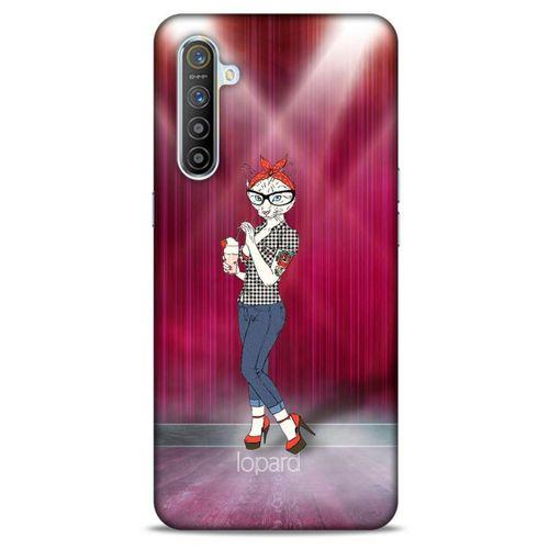 Oppo Realme XT Kılıf FunnyMaX (50) Shockproof Kılıf Koyu Pembe Kedi