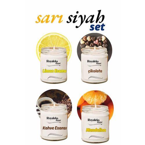 4 Adet Doğal Özel Seri Kokulu Dekoratif Kavanoz Mum 4X210 cc - Sıcak Set - RYL