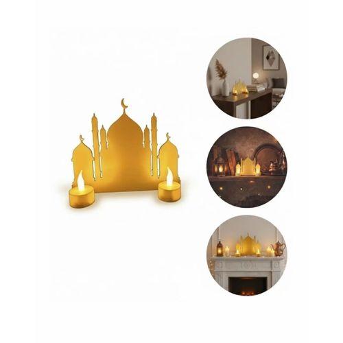 3d Ramazan Cami Dekor 2 Mumlu Işıklı Masa Üstü Biblo