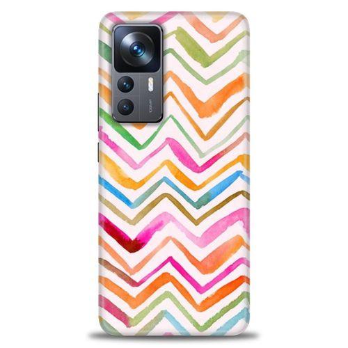Xiaomi Mi 12T Pro Kılıf HD Baskılı Kılıf - Zikzak + Tam Ekran Koruyucu