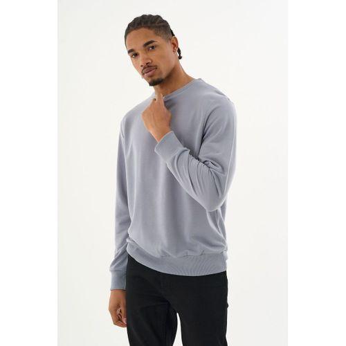 Süperlife Erkek Gri Bisiklet Yaka Ribanalı Regular Fit Sweatshirt spr26swk930