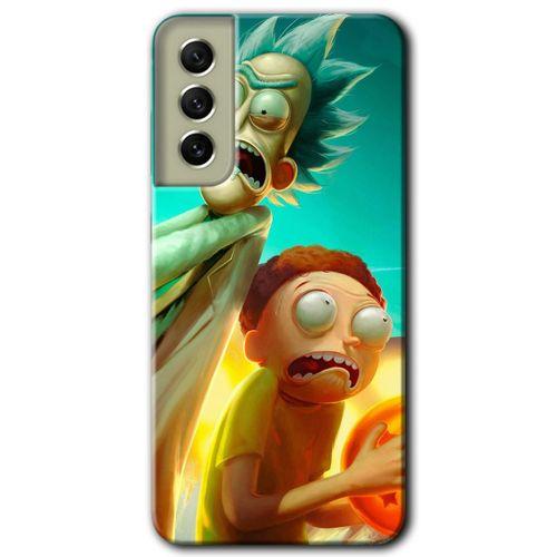 MRCİLETİSİM  Samsung Galaxy S21 FE Kılıf Kapak - Rick Morty +Hayalet Ekran Yandan Gözükmez