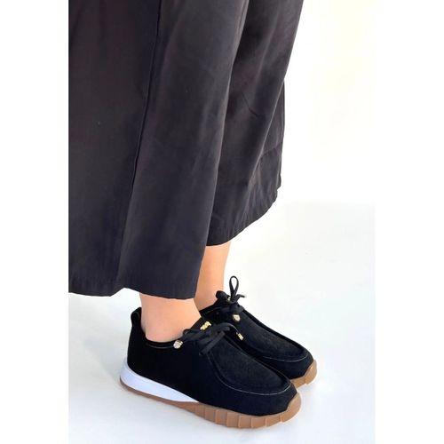 Sier Siyah Süet Bağcıklı Spor Ayakkabı