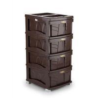 Sağlam Plastik Elegant Düz Komidin (Çok Amaçlı Düzenleyici Dolap 4 Çekmeceli ) Kahverengi