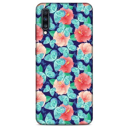 Samsung Galaxy A70 Kılıf Kelebek Etkisi (24) Darbe Emici Kılıf Yeşil Beyaz