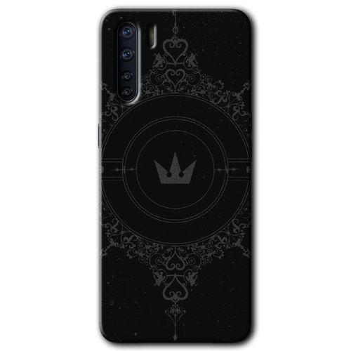 BeRa Aksesuar Oppo A91 Kılıf Baskılı Kapak - Siyah Mandala 1 +Tam Kaplayan Mat Seramik
