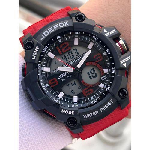 Joefox Digital Ve Analog 2 Yıl Garantili Kronmetre+Takvim+Alarm+Aydınlatma Erkek Kol Saati JOE.BK05