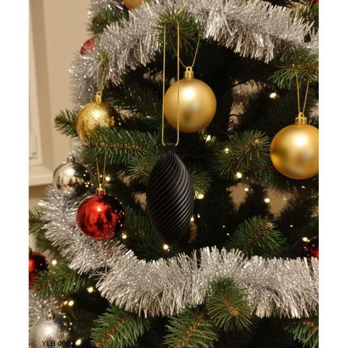 Siyah Uzun Spiral Desenli Dekoratif Yılbaşı Süsü