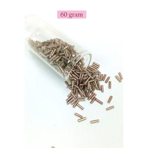 Uzun Boru Kesme Boncuk Çap 2mm Uzunluk 10 mm - 60 Gram - Koyu Bej - BNC264