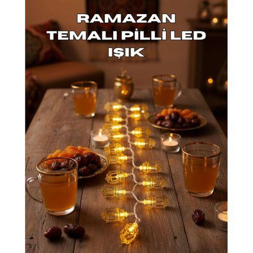 Ramazan Işıkları Pilli Altın Fener Tasarımlı Dekoratif Led Aydınlatma