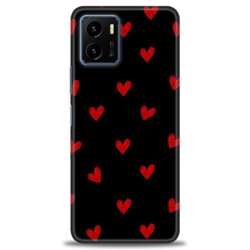 Vivo Y32 Kılıf HD Baskılı Kılıf - Kırmızı Kalpler + Tam Ekran Koruyucu