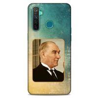 Oppo Realme 5 Pro Kılıf Atatürk (27) Tasarımlı Kılıf Sarı Yeşil