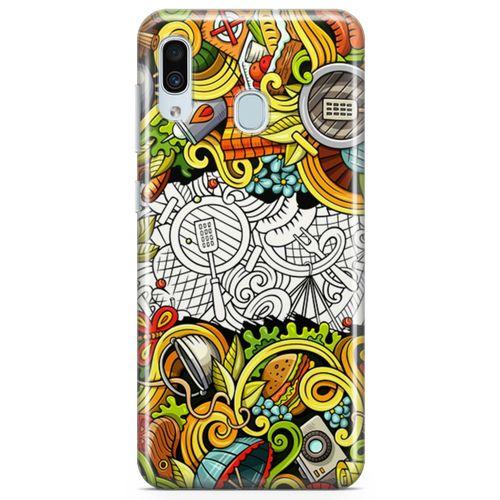 Samsung Galaxy A40 Kılıf Piknik Doodle Arka Kapak Koruma Desenli Full Koruyucu