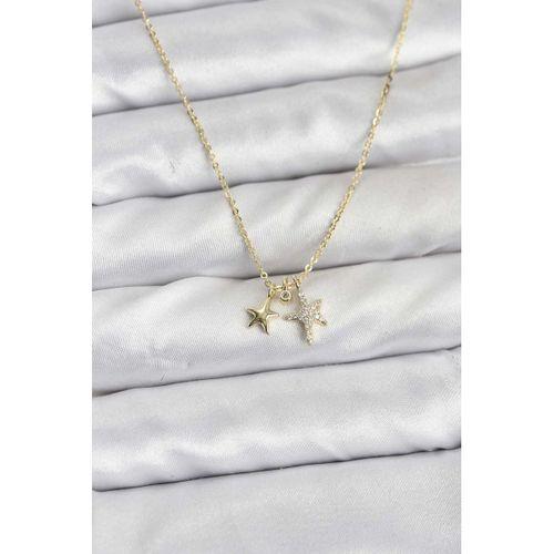 Pirinç Gold Renk Yıldız Minimal Kadın Kolye
