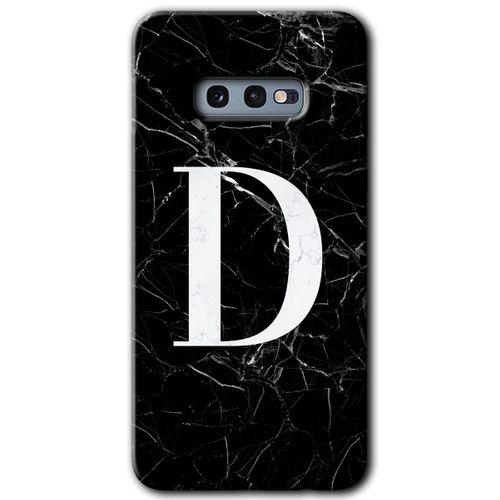 Samsung Galaxy S10e Kılıf HD Desen Baskılı Arka Kapak - Siyah Mermer Desenli D Harfi