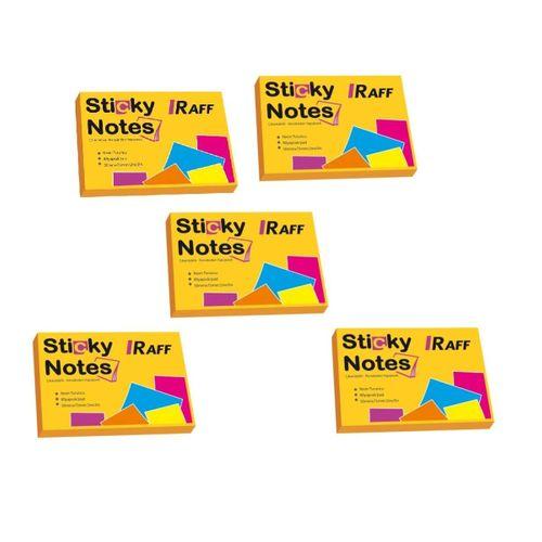 RAFF YAPIŞKANLI NOT KAĞIDI ( 75 mm x 50 mm) NEON TURUNCU ( 5 Adet )