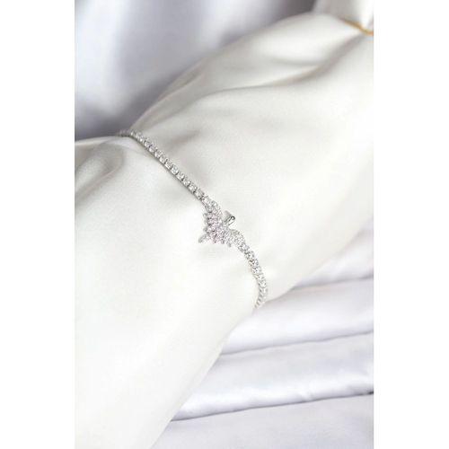 Anka Kuşu Model Zirkon Taşlı Gümüş Renk Pirinç Su Yolu Kadın Bileklik