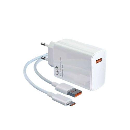 Type C Yüksek Hızlı Şarj Aleti Beyaz 120w Ultra Uzun Ömürlü