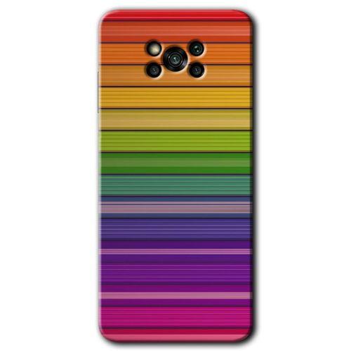 MRCİLETİSİM Poco x3 Pro Kılıf HD Desen Baskılı Arka Kapak + Temperli Cam - Colorful Lines