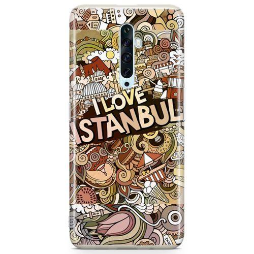 Oppo Reno2 Z 2019 Kılıf İstanbul Doodle Arka Kapak Koruma Desenli Full Koruyucu