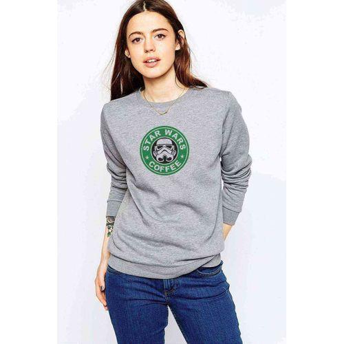Star Wars Coffee Baskılı Gri Kadın Sweatshirt