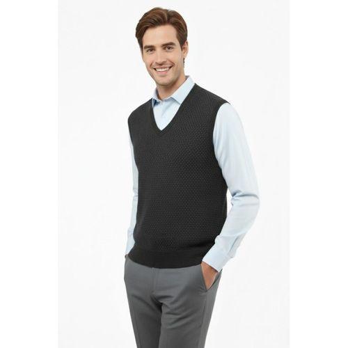 Erkek V Yaka Süveter Çelik Örgü Regular Kalıp 5201H BGL-ST04842