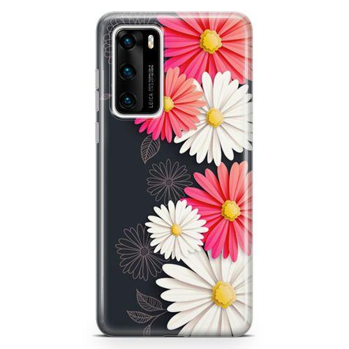 Huawei P40 Kılıf Papatyalar Acarken Arka Kapak Koruma Desenli Full Koruyucu