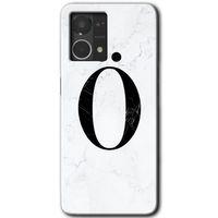 Oppo Reno 7 4G Kılıf HD Desen Baskılı Arka Kapak - Beyaz Mermer Desenli Ö Harfi
