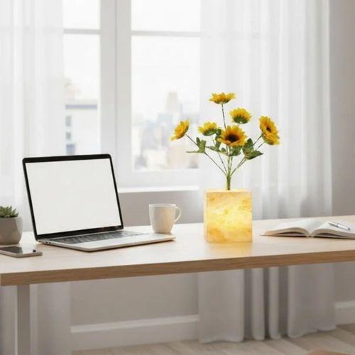 Sarı Saksılı Led Yapay Çiçek