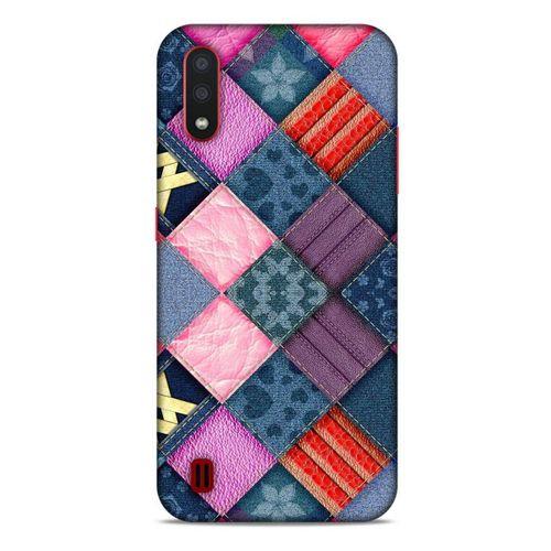 Samsung Galaxy A01 Kılıf Patchwork (39) Liquid Crystal Kılıf Şeker Pembe Bordo