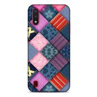 Samsung Galaxy A01 Kılıf Patchwork (39) Liquid Crystal Kılıf Şeker Pembe Bordo