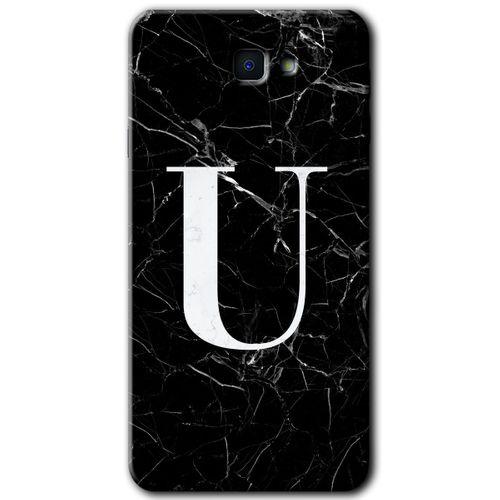 Samsung Galaxy J7 Prime 2 Kılıf HD Desen Baskılı Arka Kapak - Siyah Mermer Desenli U Harfi