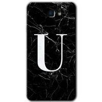 Samsung Galaxy J7 Prime 2 Kılıf HD Desen Baskılı Arka Kapak - Siyah Mermer Desenli U Harfi