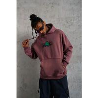 Erkek Baskılı Kapüşonlu Ve Kordon İpli Sweat - Gül Kurusu