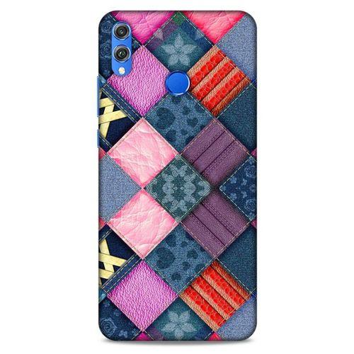 Huawei Honor 8x Kılıf Patchwork (39) Liquid Crystal Kılıf Şeker Pembe Bordo