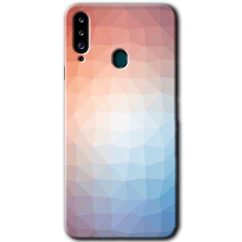 Samsung Galaxy A20s Kılıf Baskılı Kapak - Polygon Graident 3 +Tam Kaplayan Mat Seramik