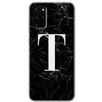 Galaxy S20 Plus Kılıf HD Desen Baskılı Arka Kapak - Siyah Mermer Desenli T Harfi + Kırılmaz Cam