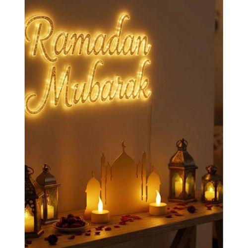 3d Cami Siluet Dekor 2 Pilli Mum Dahil Ramazan Masa Üstü