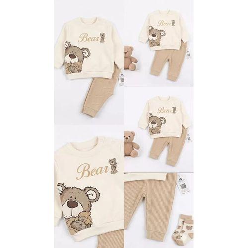 6/18 Ay Ayıcık Sırt Baskılı Bebek Takımı