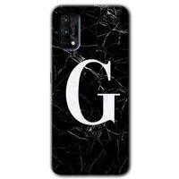 Realme 7 Pro Kılıf HD Desen Baskılı Arka Kapak - Siyah Mermer Desenli G Harfi + Kırılmaz Cam