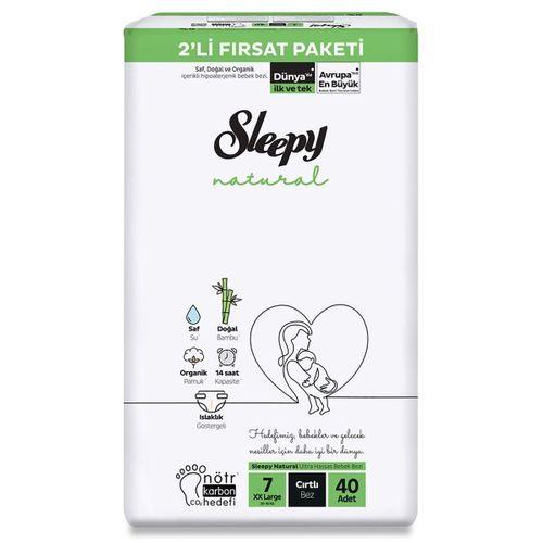 Sleepy Natural Bebek Bezi 2'Li Fırsat Paketi 7 Beden 20-30 Kg 40 Adet