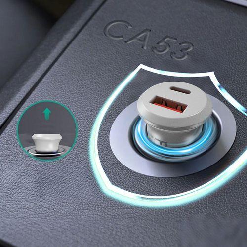 Lenyes CA53 Hızlı Şarj Özellikli Dual Type-C + USB-A Portlu Mini Araç Şarj Aleti 30W