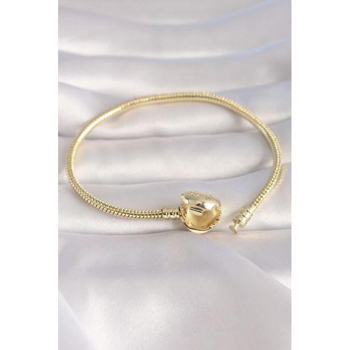 Pirinç Gold Renk Kalp Model İşleme Detay Charm Model Kadın Bileklik - TJ-BB5986