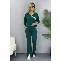 Kadın Uzun Kollu V Yakalı şerit Detaylı Viskon Iki Iplik Bluz Ve Pantolon Ikili Takım