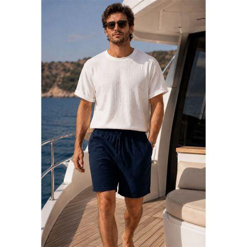 Mann Relax Fit %100 Pamuk Meridian Kumaş Basic Erkek Şort - Lacivert