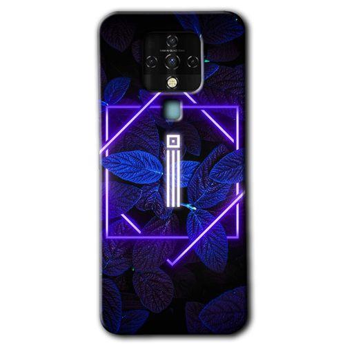 Potkal Hediye Fabrikası Tecno Camon 16 Kılıf HD Desen Baskılı Arka Kapak - Dark Neon Yaprak H Harfi
