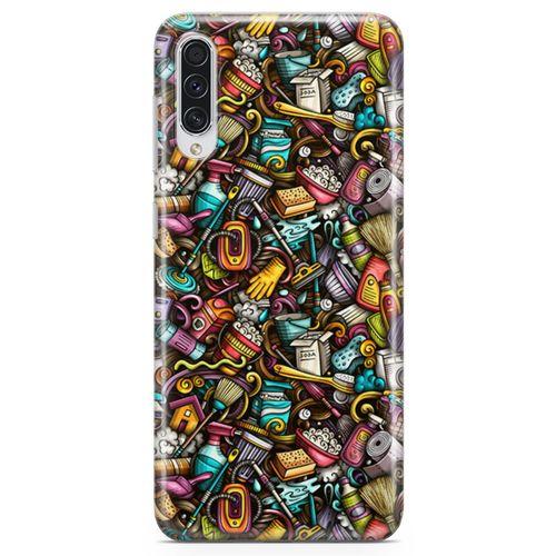 Samsung Galaxy A30s Kılıf Temizlik Malzemeleri Doodle Arka Kapak Koruma Desenli Full Koruyucu