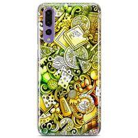 Huawei P20 Pro Kılıf Pizza Doodle Arka Kapak Koruma Desenli Full Koruyucu