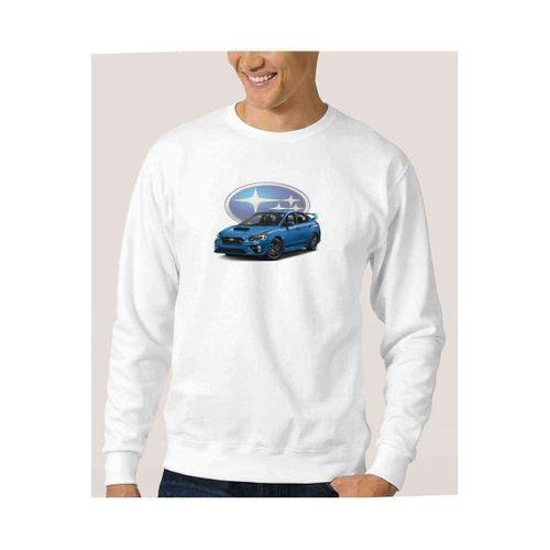 Subaru Baskılı Beyaz Erkek Sweatshirt
